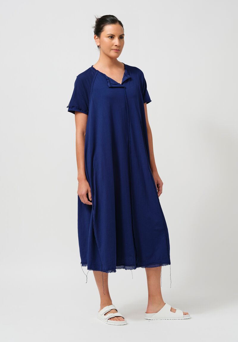 Rundholz Cotton Shirt Dress in Ocean Blue