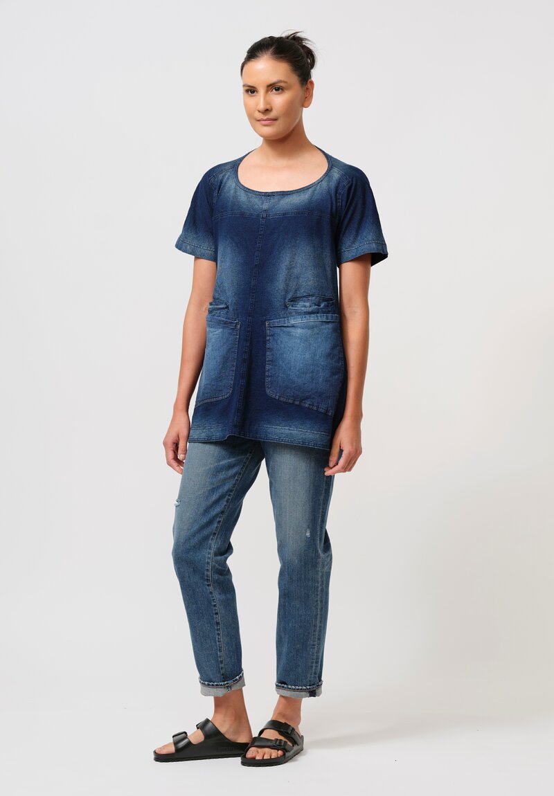 Rundholz DIP Cotton Multi-Pocket Top in Stonewash Indigo