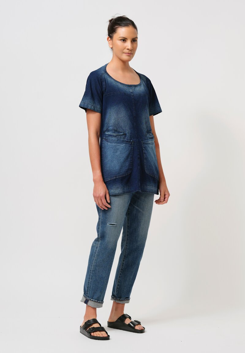 Rundholz DIP Cotton Multi-Pocket Top in Stonewash Indigo