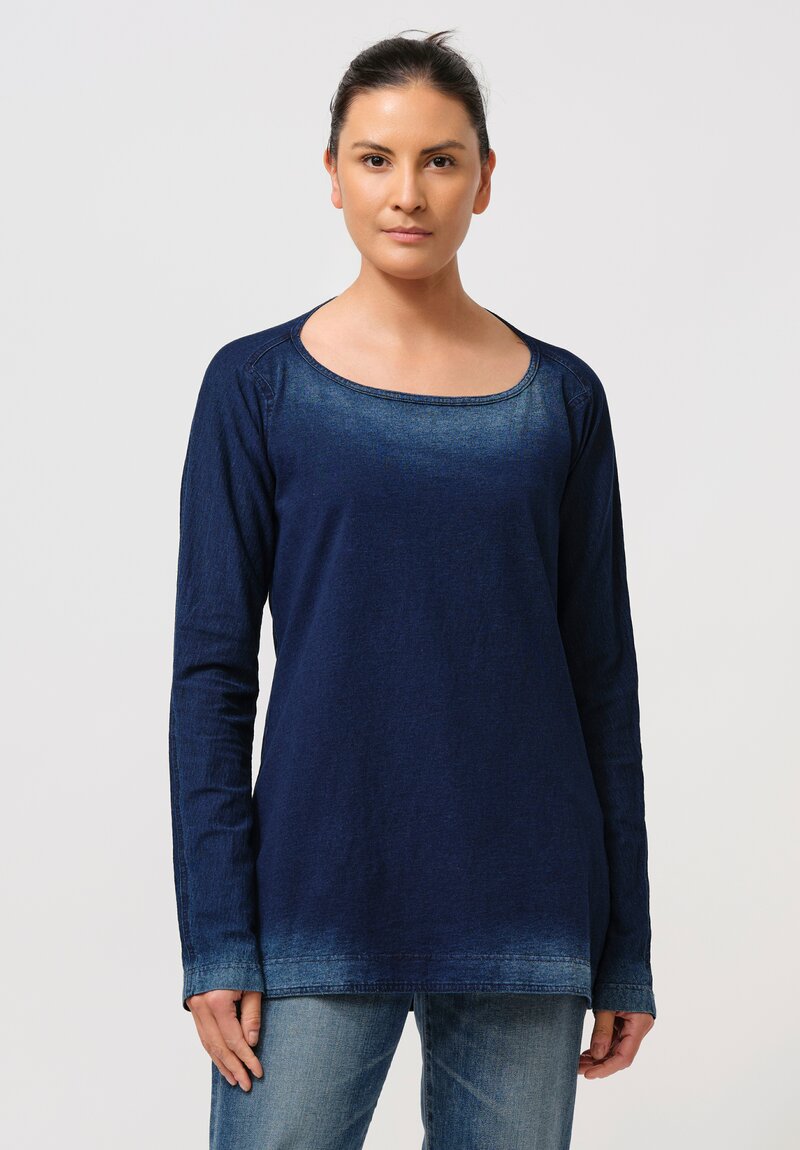 Rundholz DIP Cotton Long-Sleeve Top in Stonewash Indigo