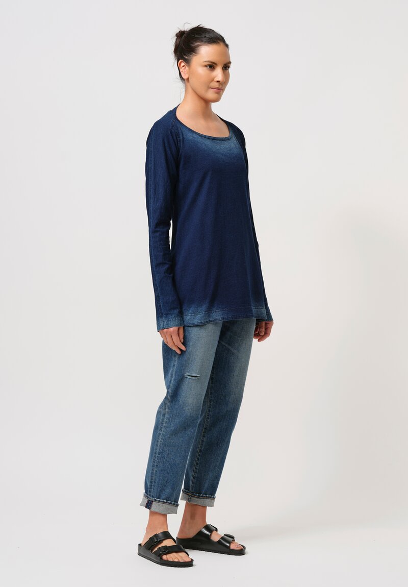 Rundholz DIP Cotton Long-Sleeve Top in Stonewash Indigo