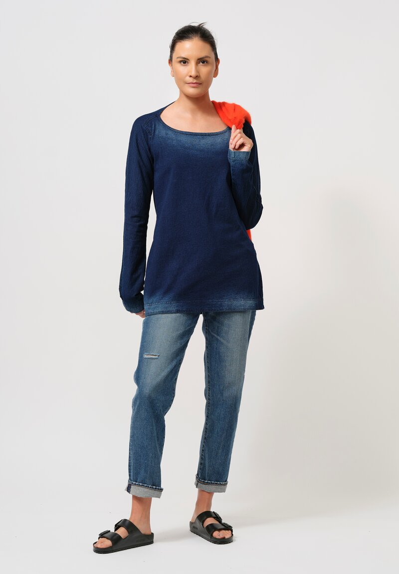 Rundholz DIP Cotton Long-Sleeve Top in Stonewash Indigo