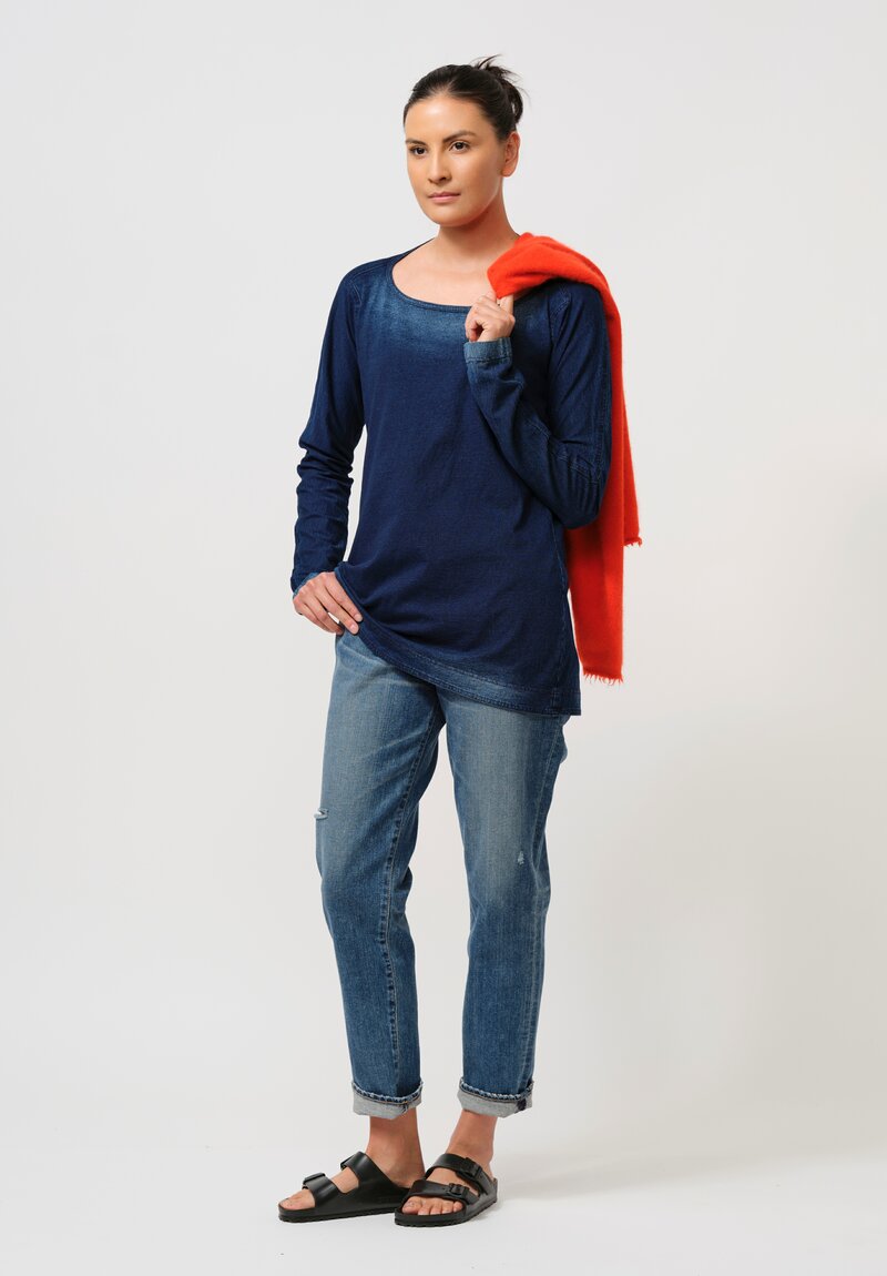 Rundholz DIP Cotton Long-Sleeve Top in Stonewash Indigo