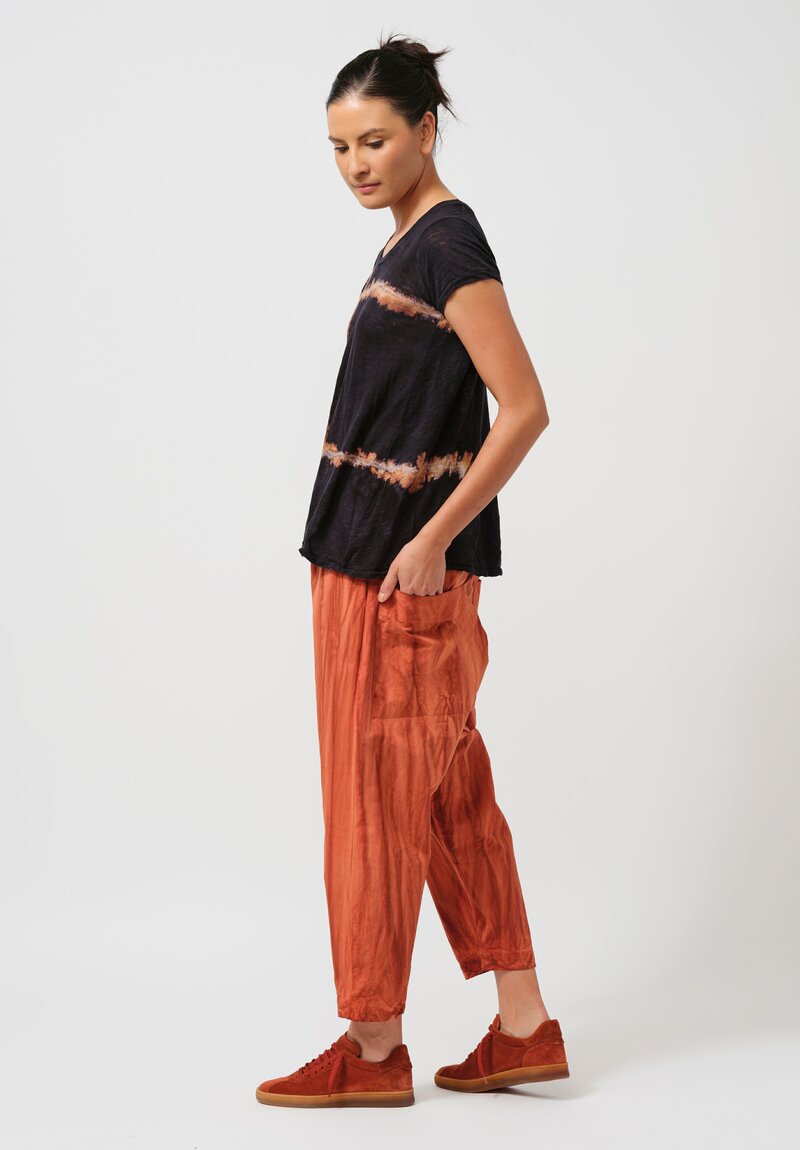 Gilda Midani Washed Cotton Bow Pants in Rust Orange