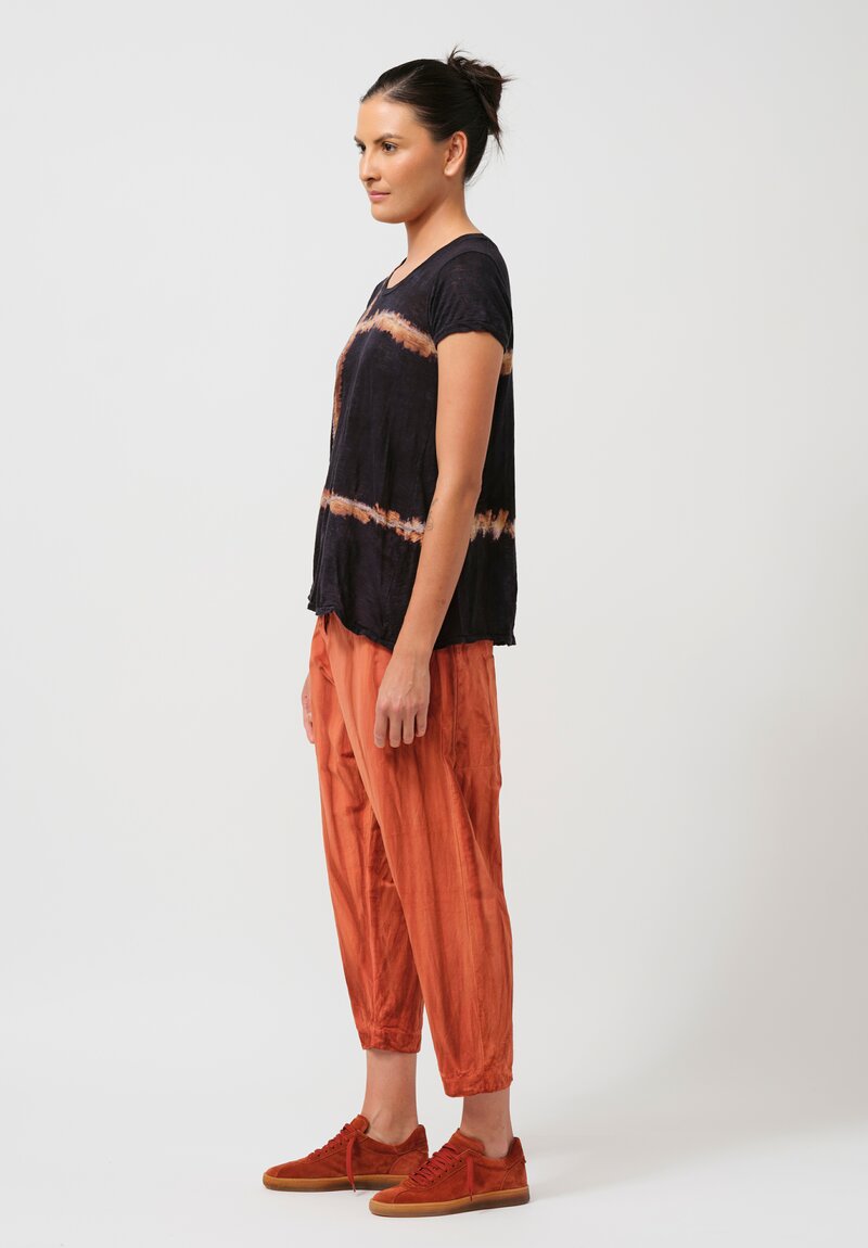 Gilda Midani Washed Cotton Bow Pants in Rust Orange