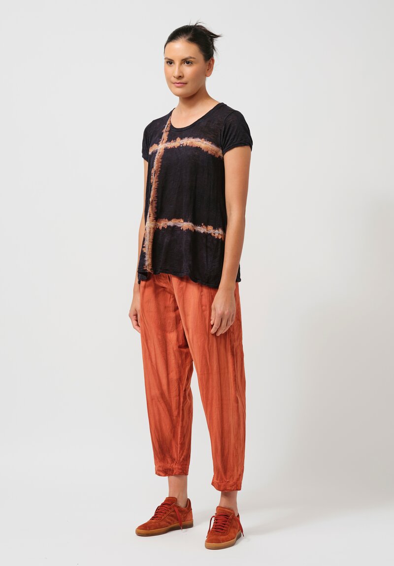 Gilda Midani Washed Cotton Bow Pants in Rust Orange