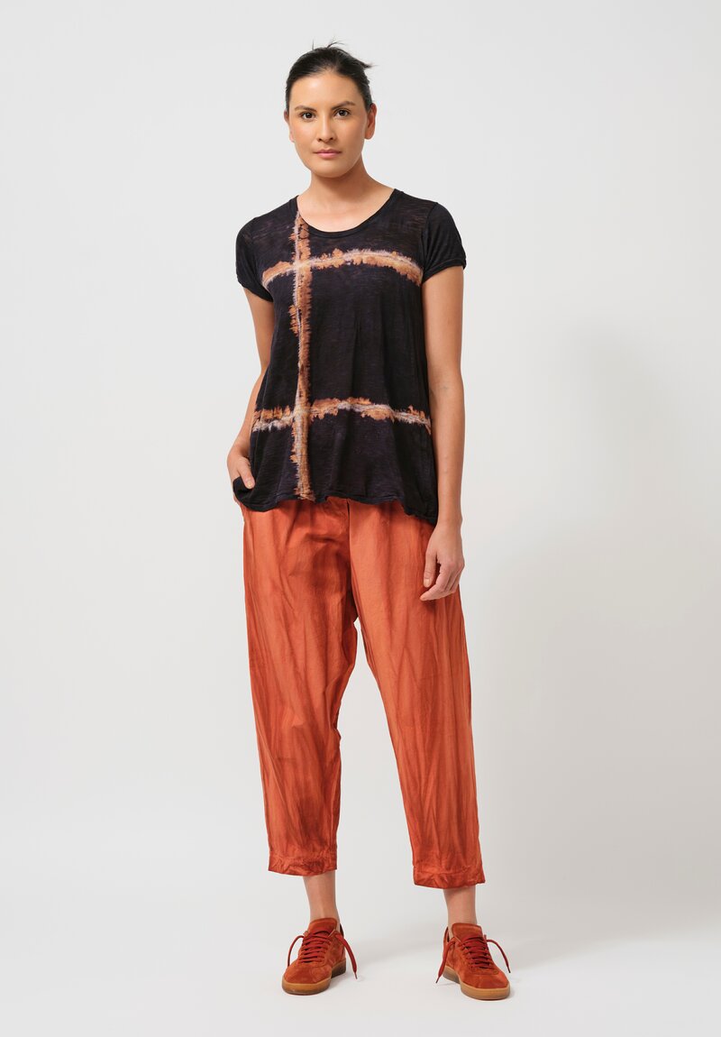 Gilda Midani Washed Cotton Bow Pants in Rust Orange