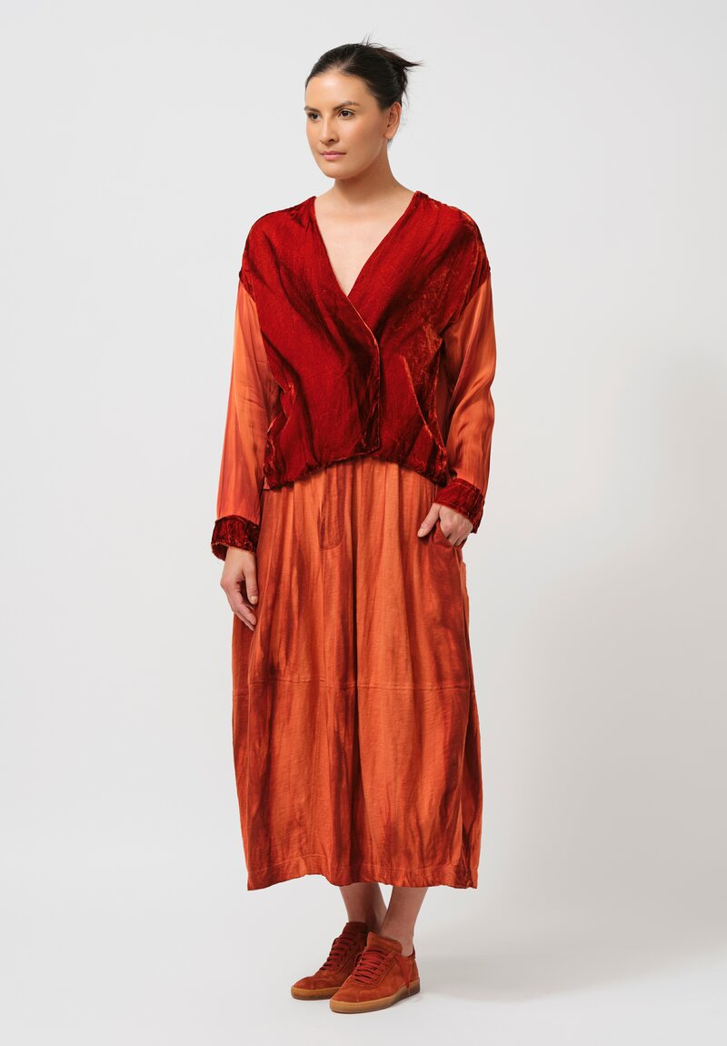 Gilda Midani Pattern-Dyed Cotton Y-Skirt in Flame Orange