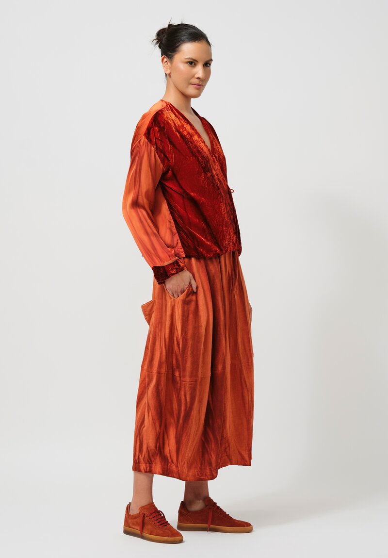 Gilda Midani Pattern-Dyed Cotton Y-Skirt in Flame Orange