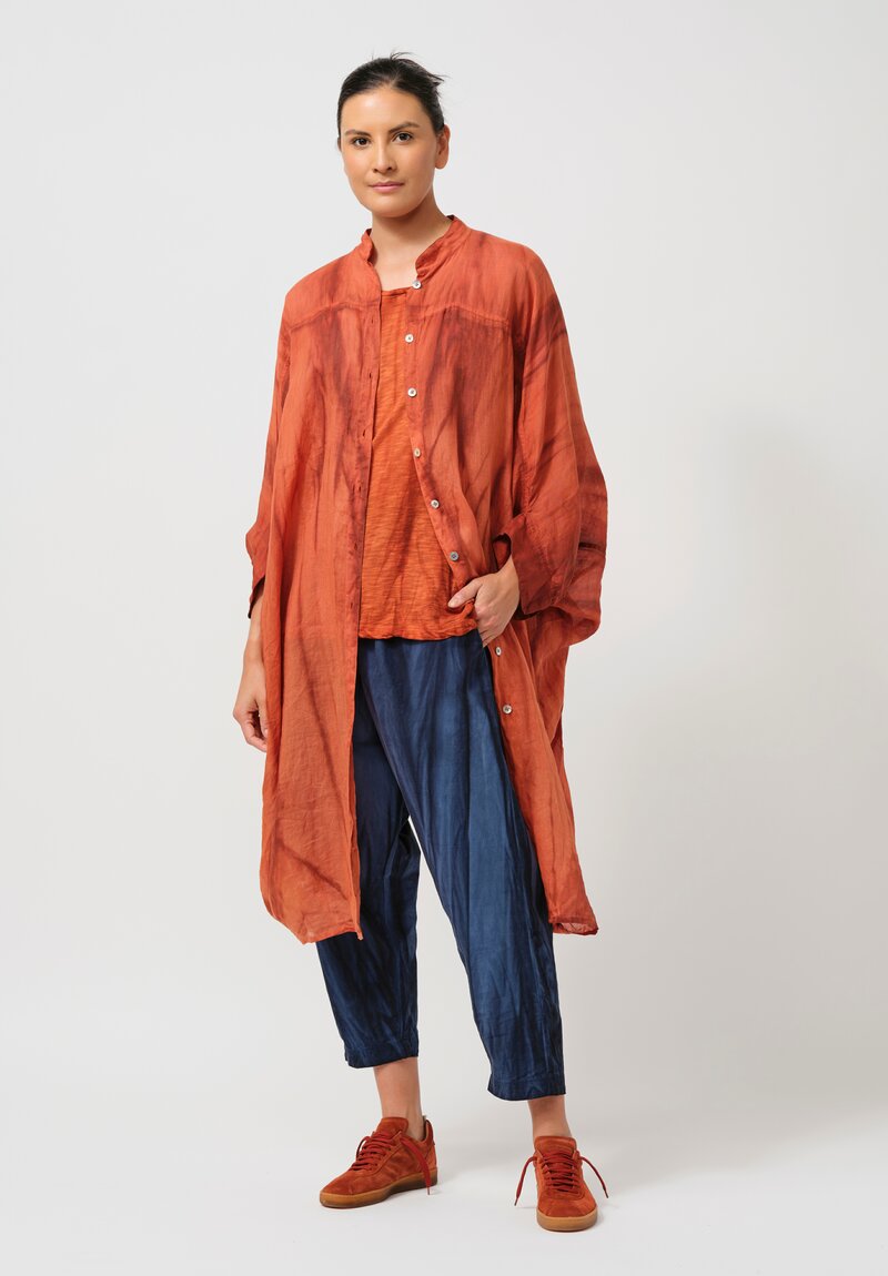 Gilda Midani Pattern-Dyed Linen Square Tunic in Flame Orange