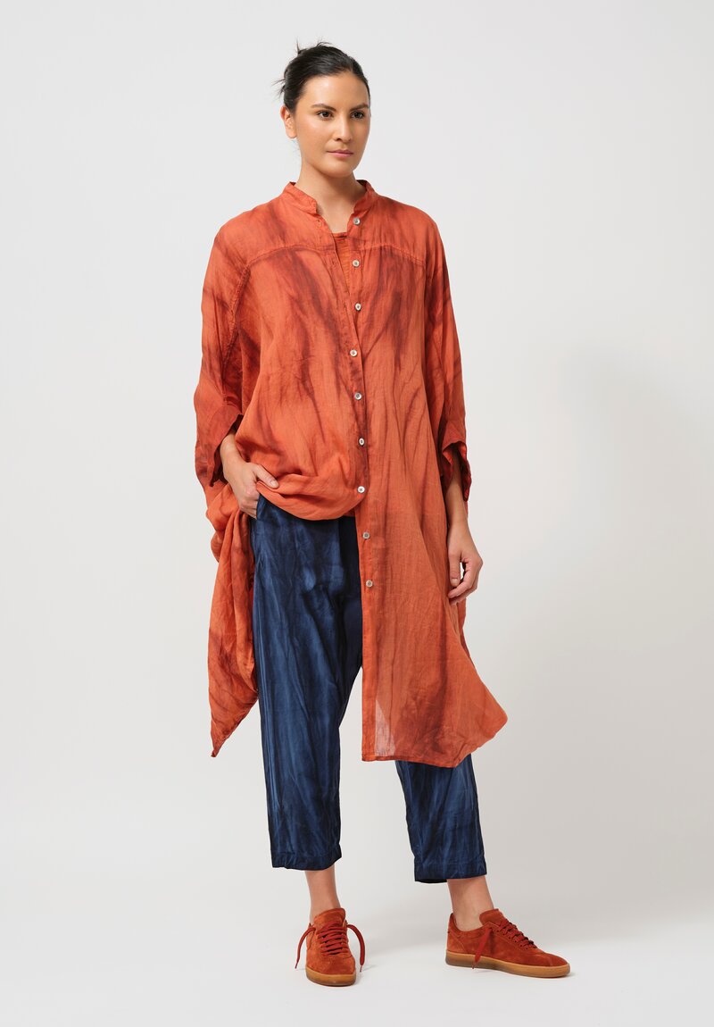 Gilda Midani Pattern-Dyed Linen Square Tunic in Flame Orange