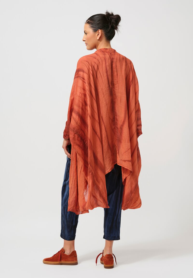 Gilda Midani Pattern-Dyed Linen Square Tunic in Flame Orange