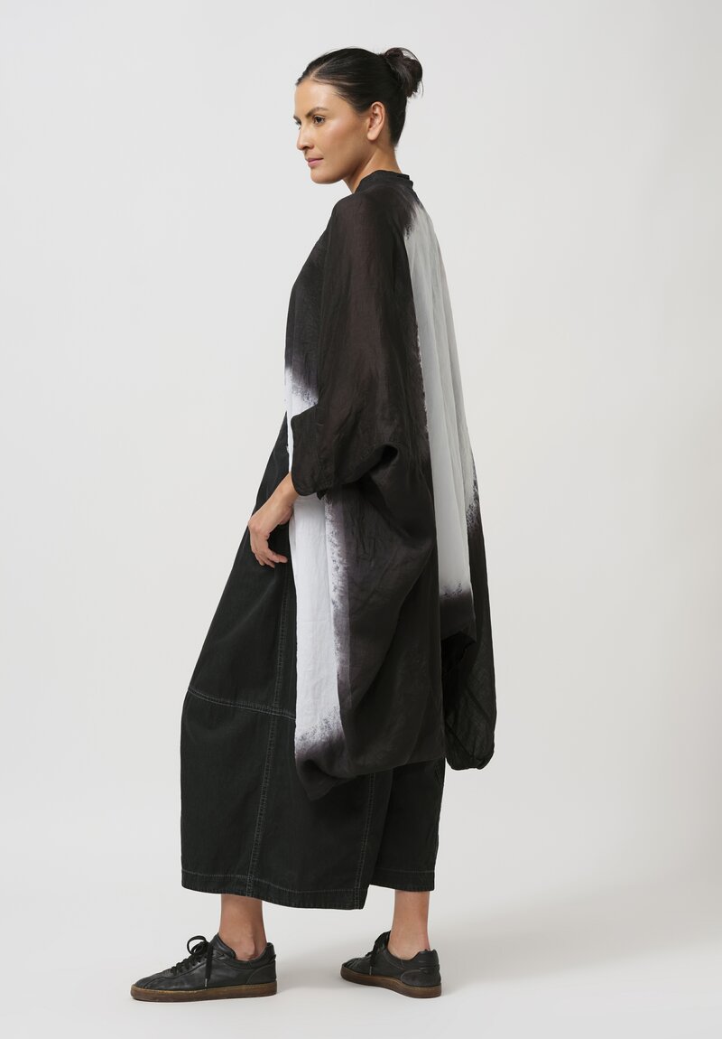 Gilda Midani Pattern-Dyed Linen Square Tunic in Black & White