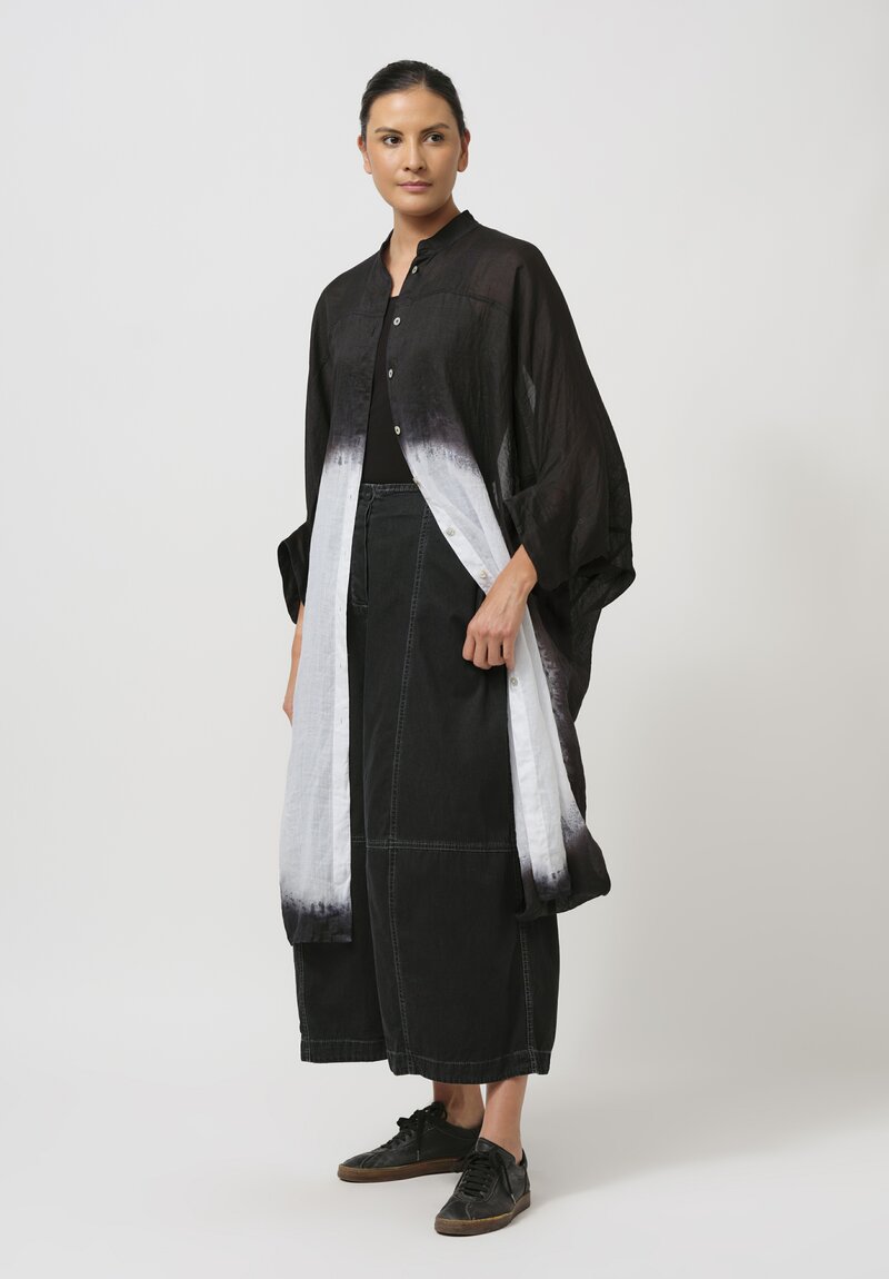 Gilda Midani Pattern-Dyed Linen Square Tunic in Black & White