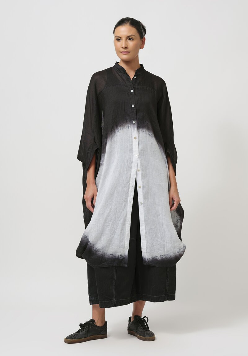 Gilda Midani Pattern-Dyed Linen Square Tunic in Black & White