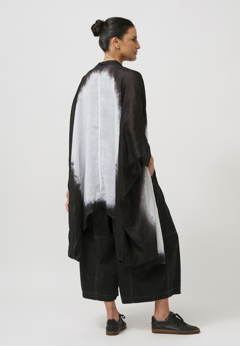 Gilda Midani Pattern-Dyed Linen Square Tunic in Black & White