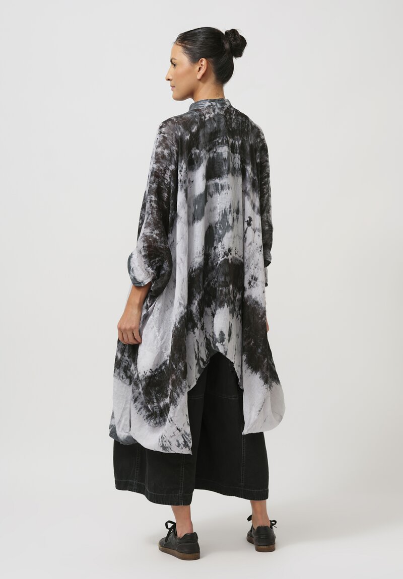 Gilda Midani Pattern-Dyed Linen Square Tunic in Rainy Grey