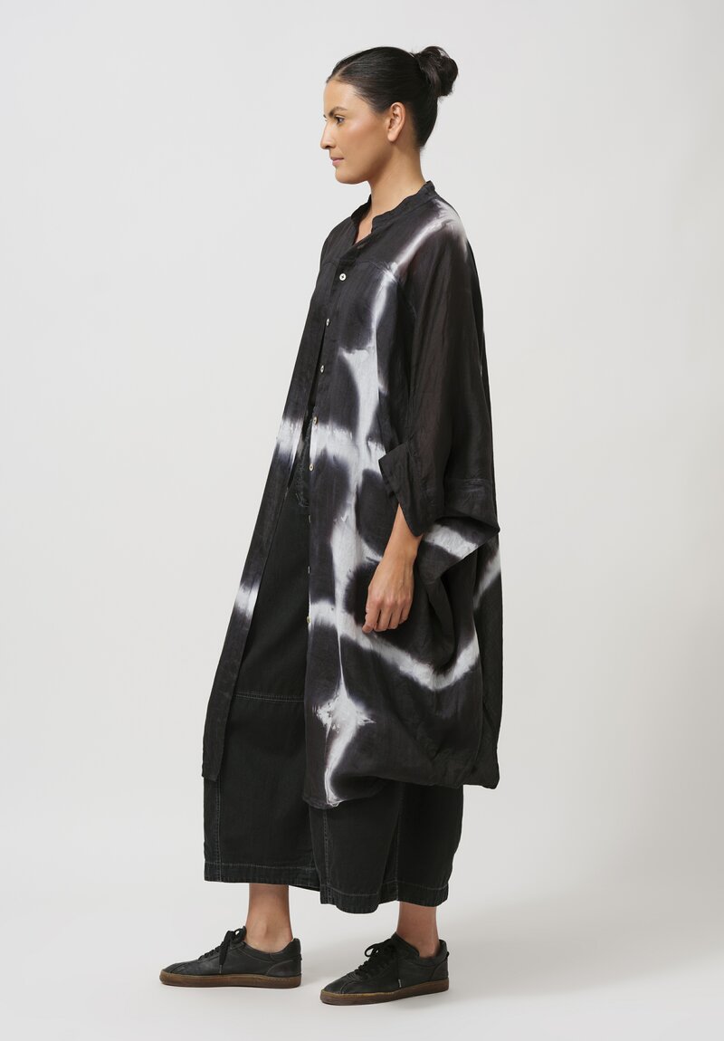 Gilda Midani Pattern-Dyed Linen Square Tunic in Black Star