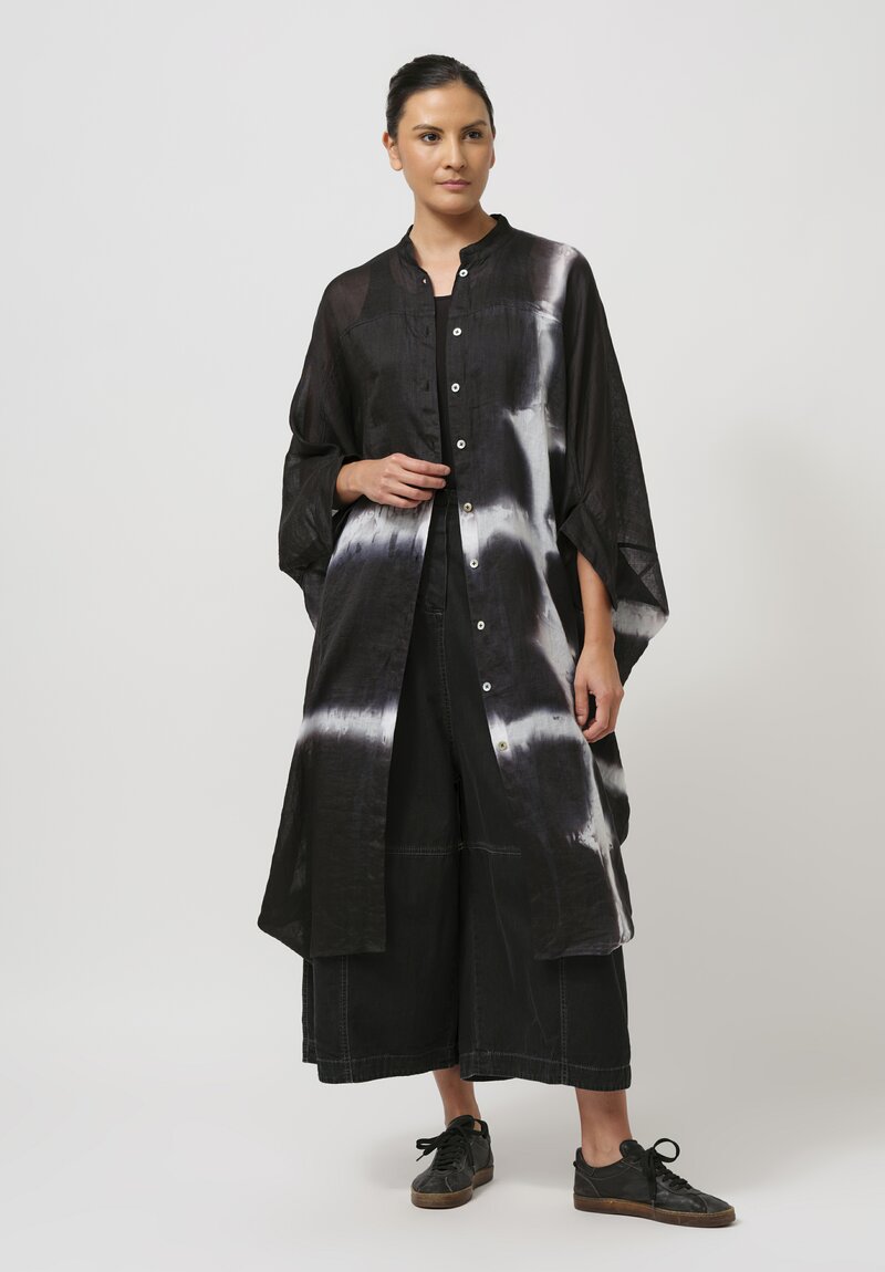 Gilda Midani Pattern-Dyed Linen Square Tunic in Black Star