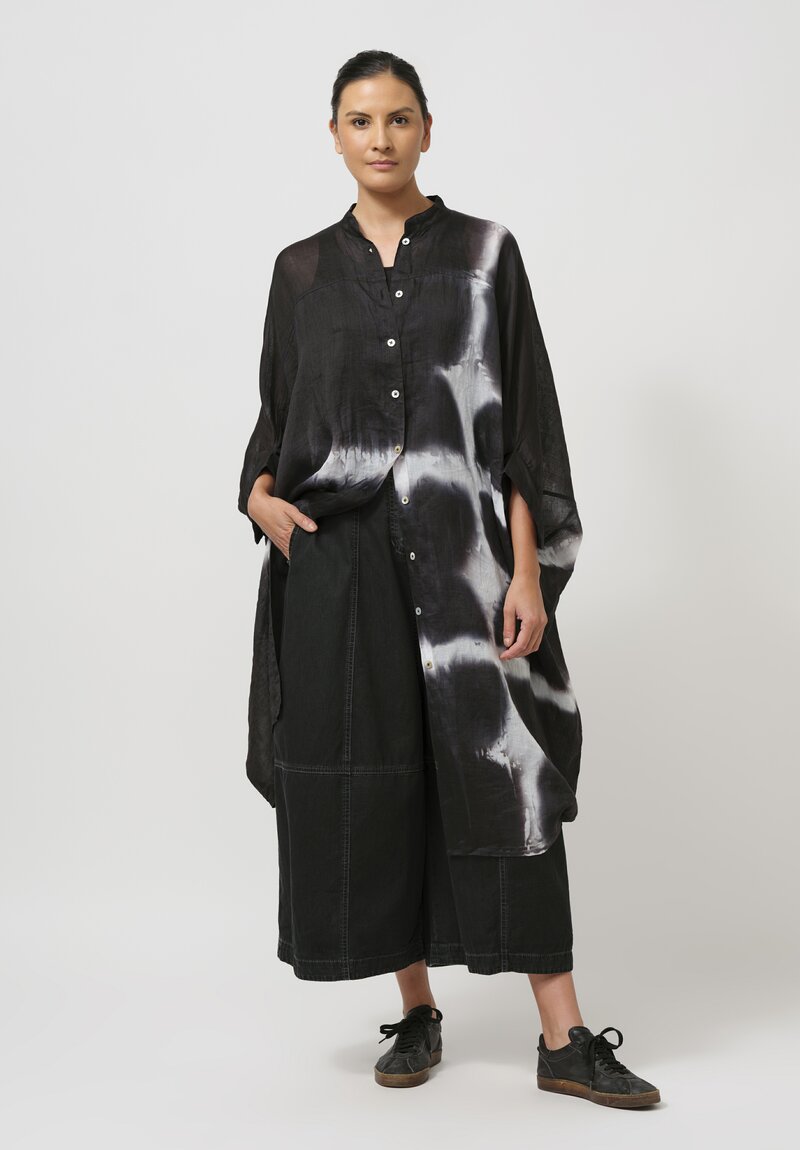 Gilda Midani Pattern-Dyed Linen Square Tunic in Black Star