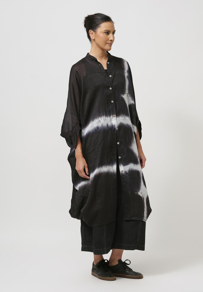 Gilda Midani Pattern-Dyed Linen Square Tunic in Black Star