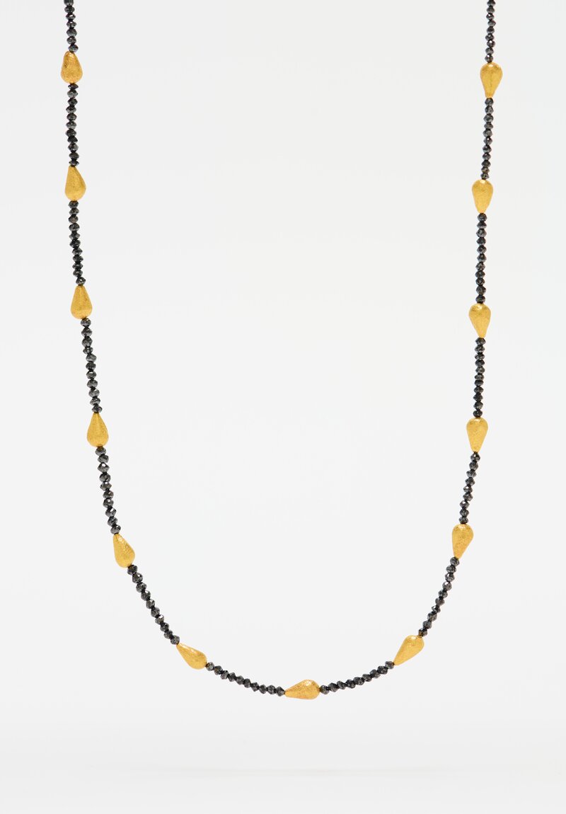 Ara Collection 24K Teardrop & Black Diamond Necklace