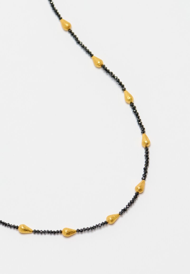 Ara Collection 24K Teardrop & Black Diamond Necklace