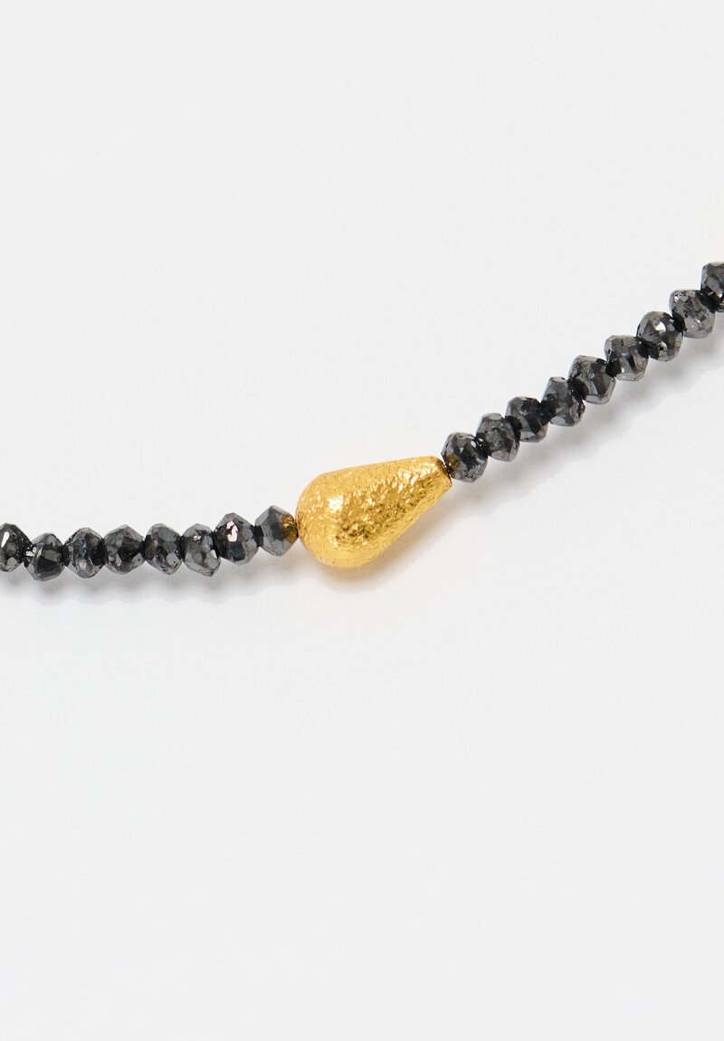 Ara Collection 24K Teardrop & Black Diamond Necklace