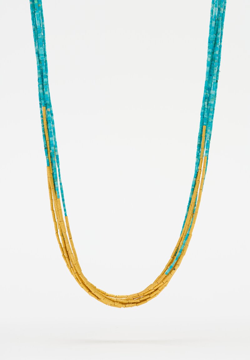 Ara Collection 24K & Turquoise 8 Strand Waterfall Necklace