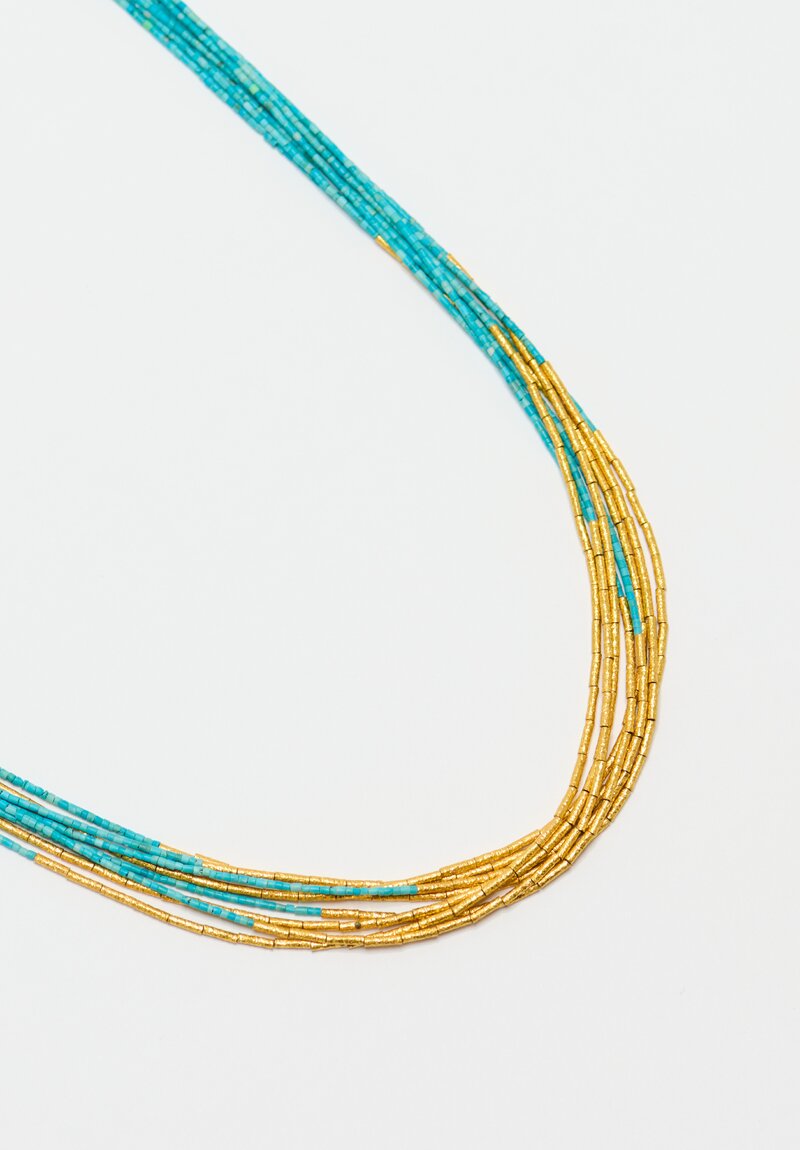 Ara Collection 24K & Turquoise 8 Strand Waterfall Necklace