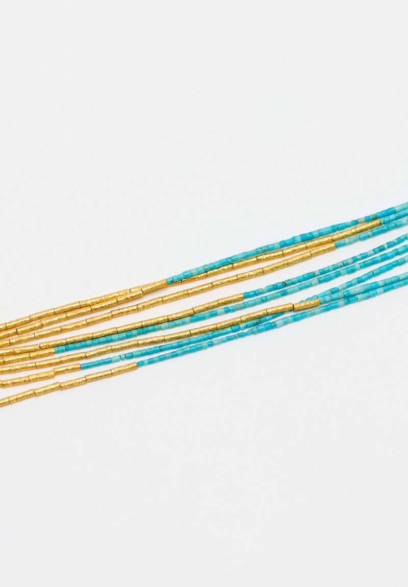 Ara Collection 24K & Turquoise 8 Strand Waterfall Necklace