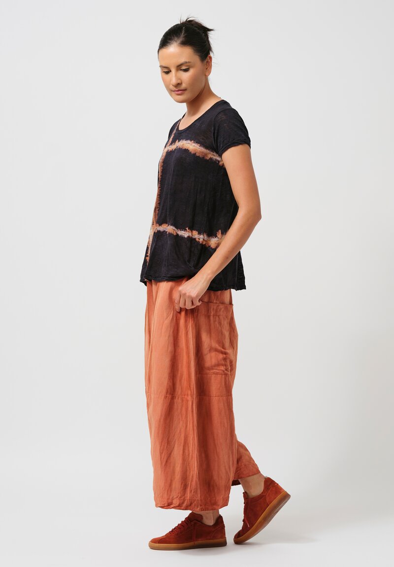 Gilda Midani Silk & Linen Solid Egg Pants in Terracotta Orange