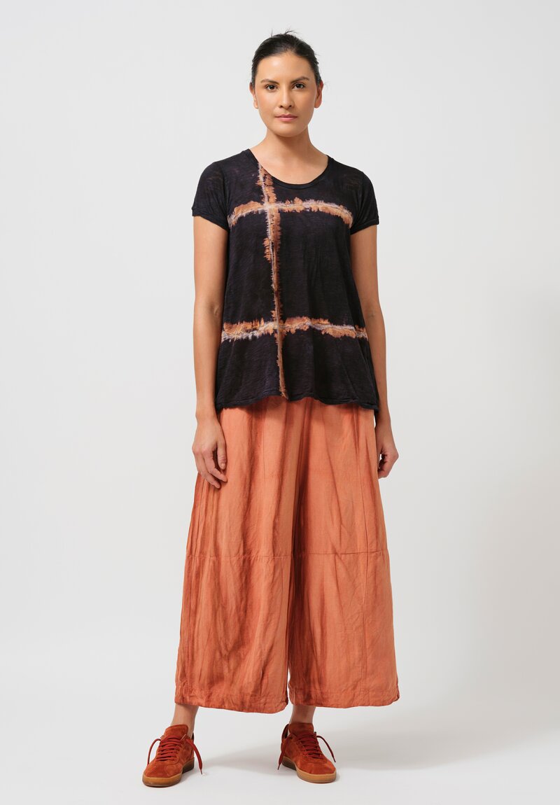 Gilda Midani Silk & Linen Solid Egg Pants in Terracotta Orange