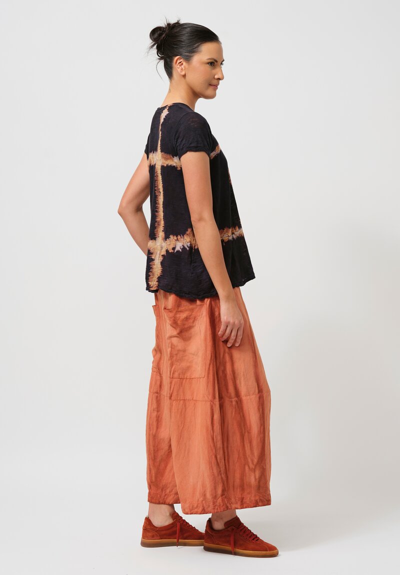 Gilda Midani Silk & Linen Solid Egg Pants in Terracotta Orange