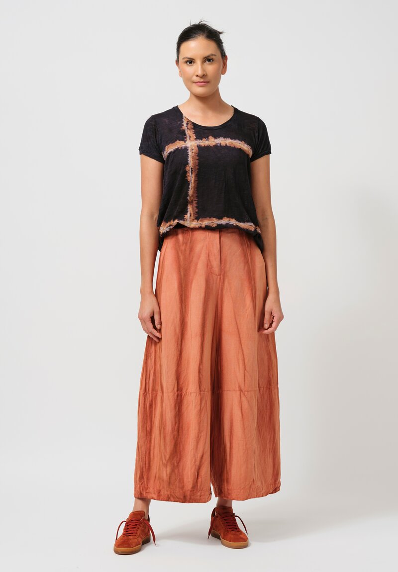 Gilda Midani Silk & Linen Solid Egg Pants in Terracotta Orange