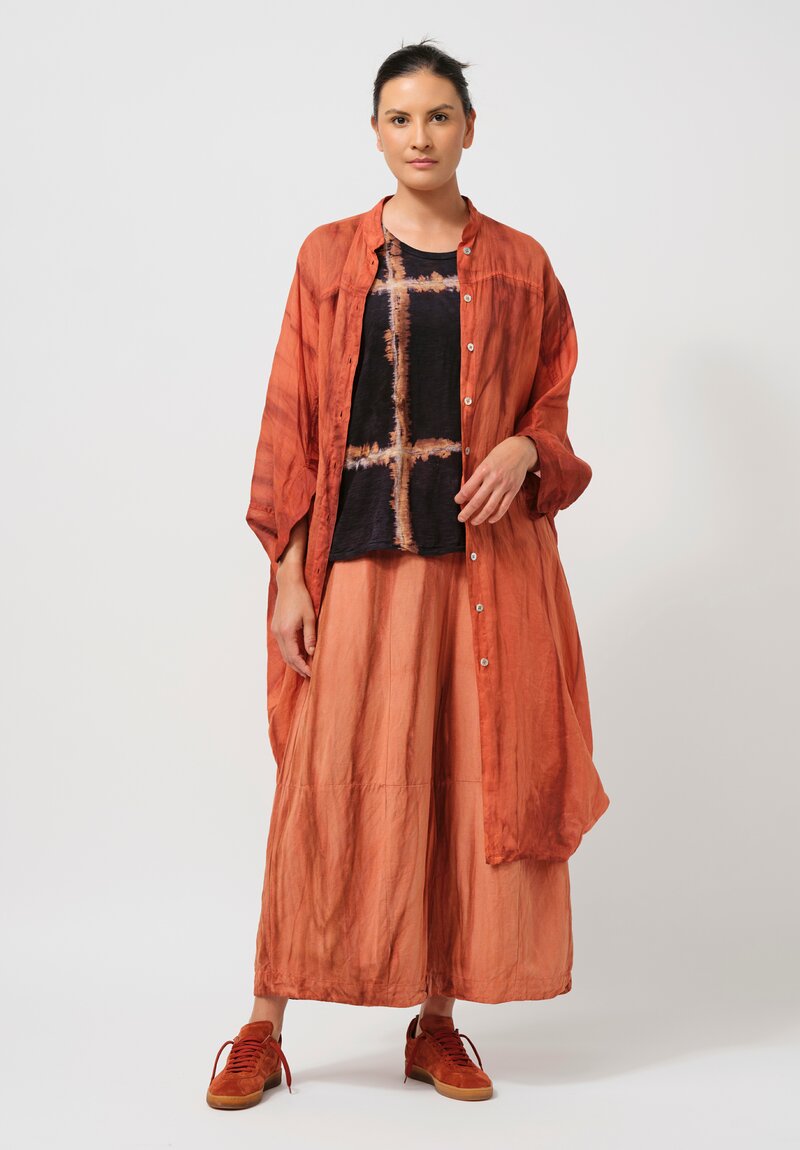 Gilda Midani Silk & Linen Solid Egg Pants in Terracotta Orange