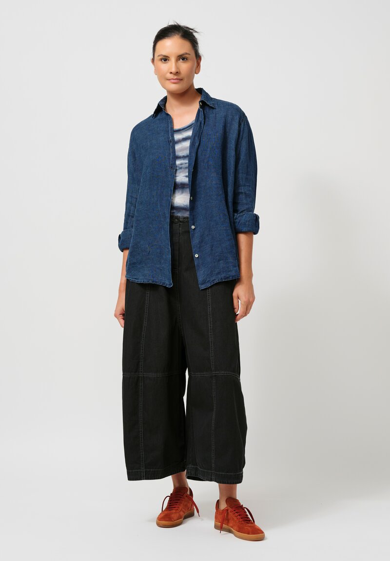 Gilda Midani Linen Solid Egg Pants in Black