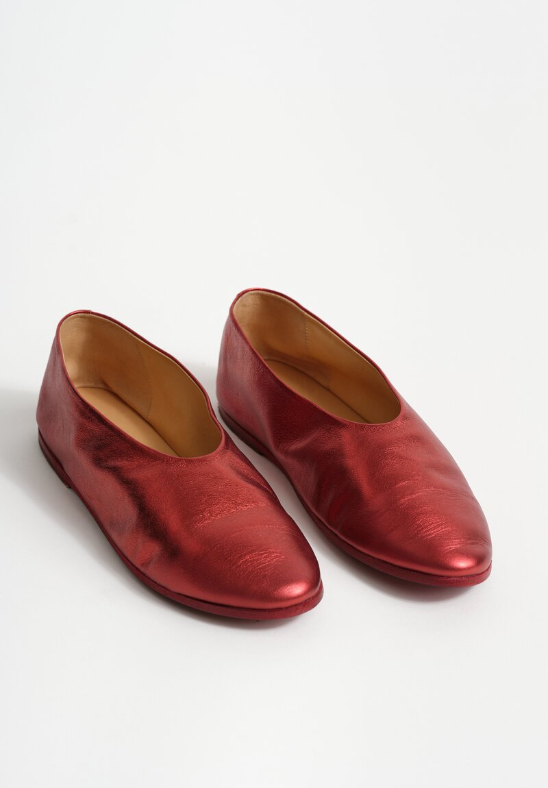Marsell Metallic Leather Coltellaccio Ballerina Flat