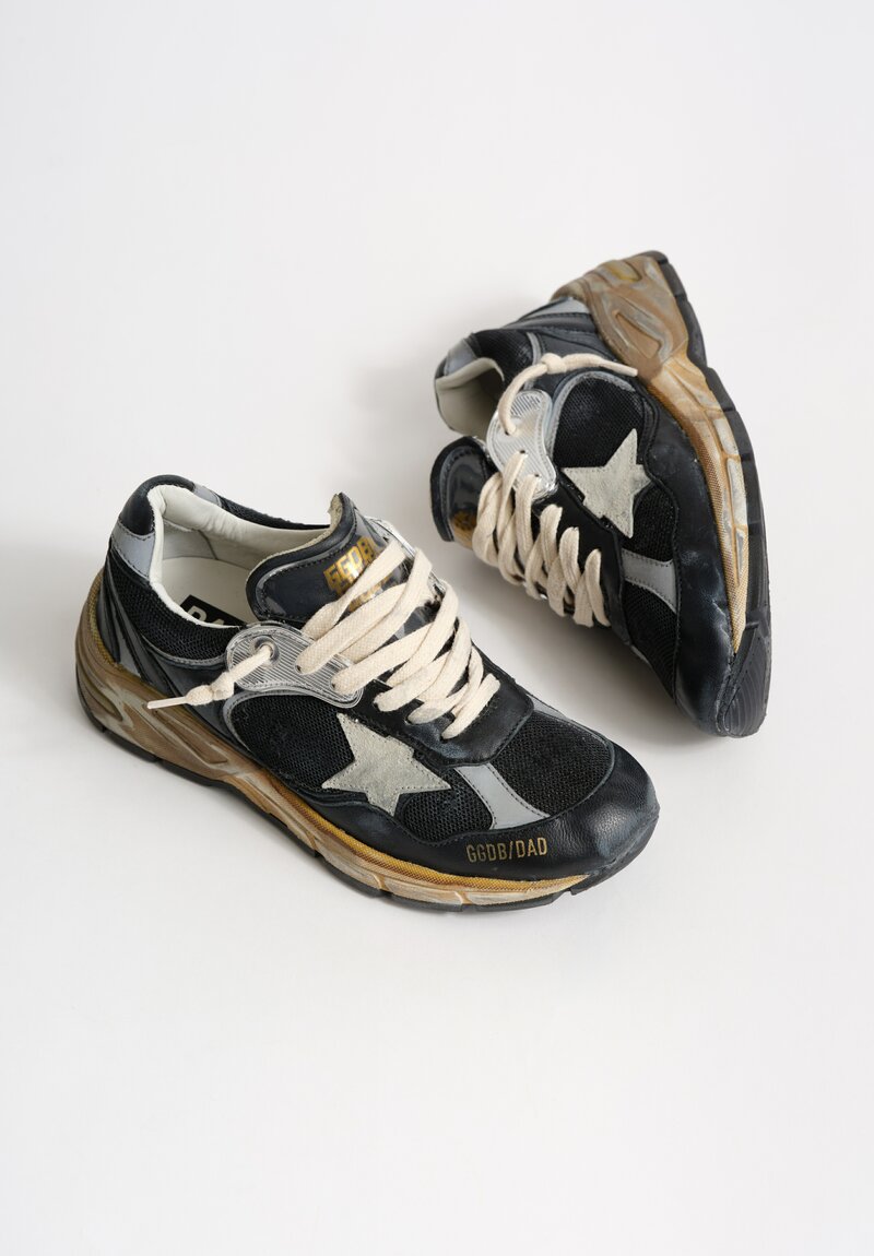Golden Goose Leather & Mesh Dad Star Sneakers in Black Ice