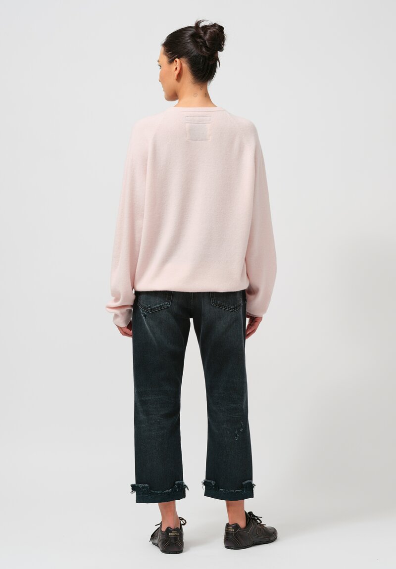 Frenckenberger Cashmere Boyfriend R-Neck Sweater in Light Pink