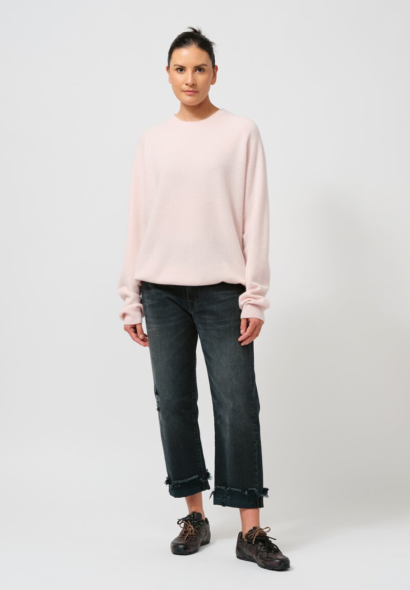 Frenckenberger Cashmere Boyfriend R-Neck Sweater in Light Pink