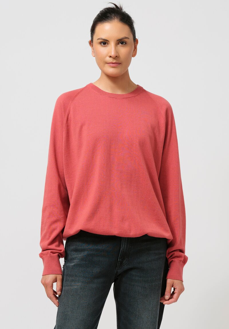 Frenckenberger Cotton & Cashmere Boyfriend R-Neck Sweater in Old Pink