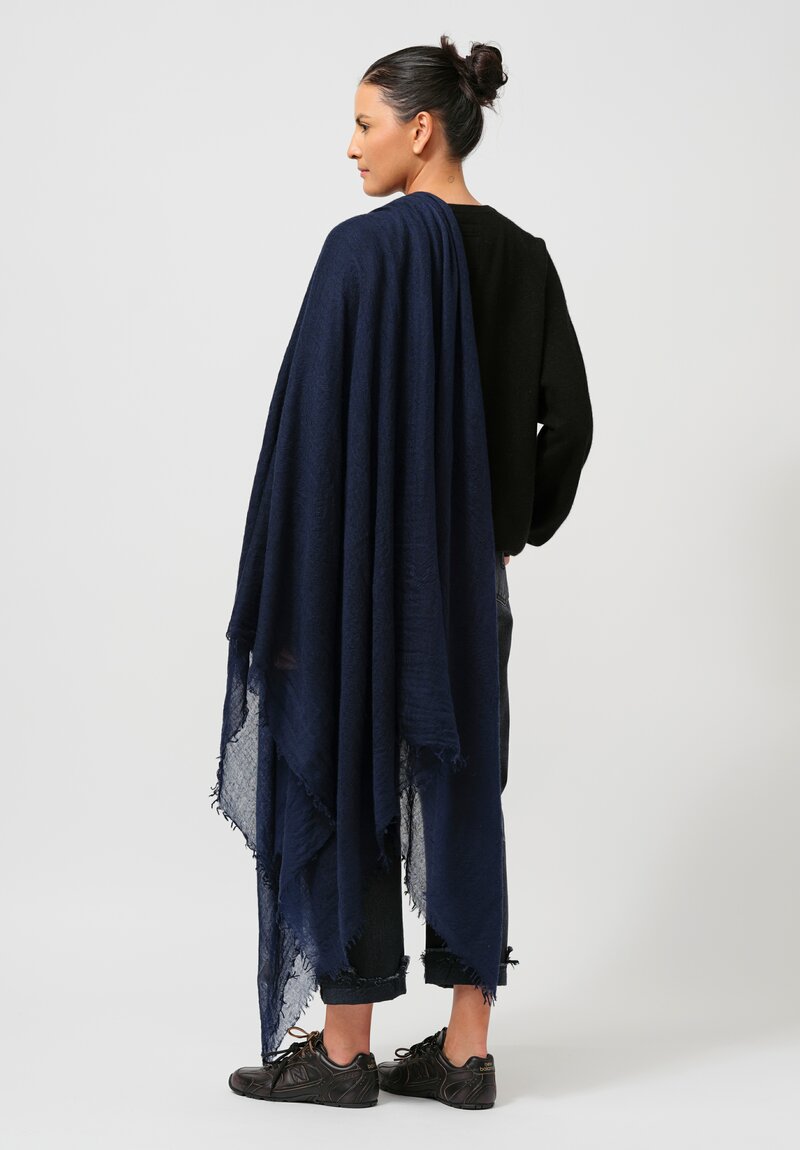 Frenckenberger Woven Cashmere Medium Scarf in Navy Blue