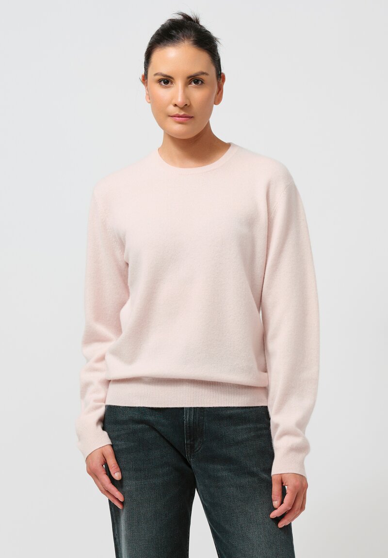 Frenckenberger Cashmere Mini R-Neck Sweater in Light Pink