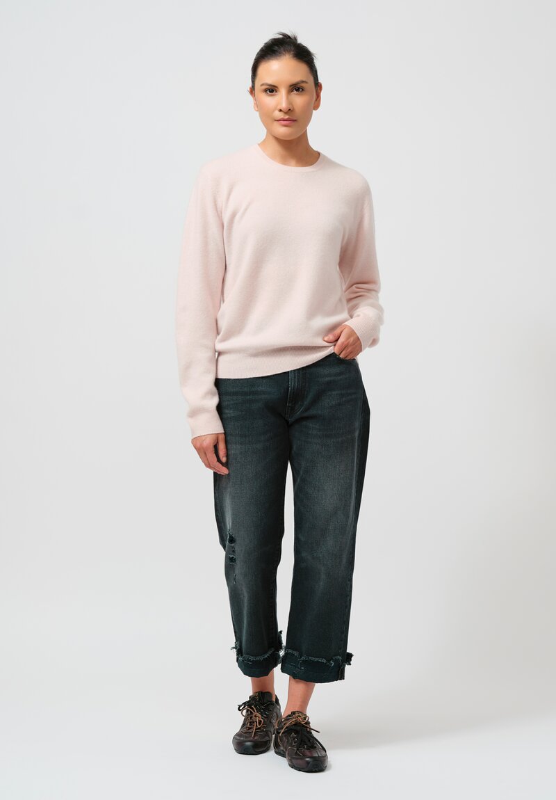 Frenckenberger Cashmere Mini R-Neck Sweater in Light Pink