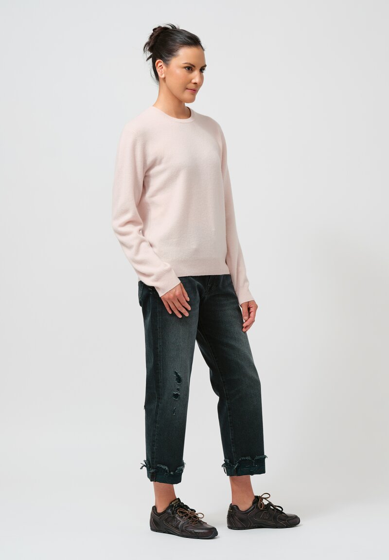 Frenckenberger Cashmere Mini R-Neck Sweater in Light Pink