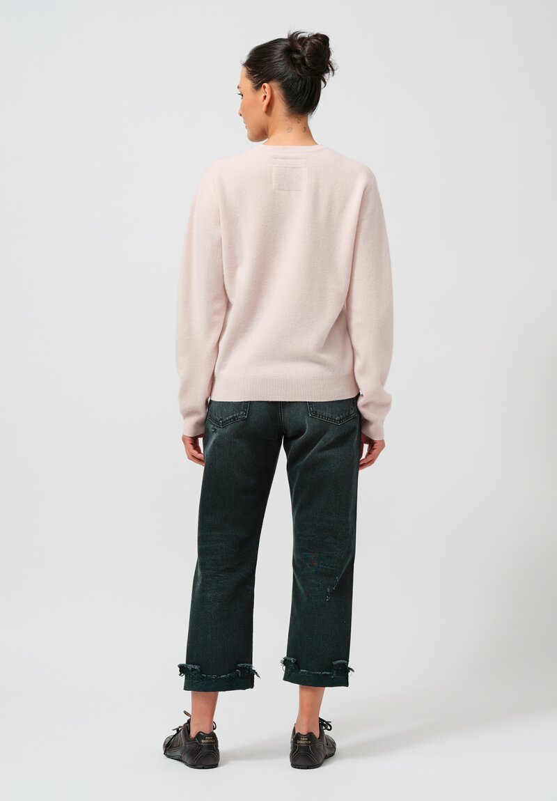 Frenckenberger Cashmere Mini R-Neck Sweater in Light Pink