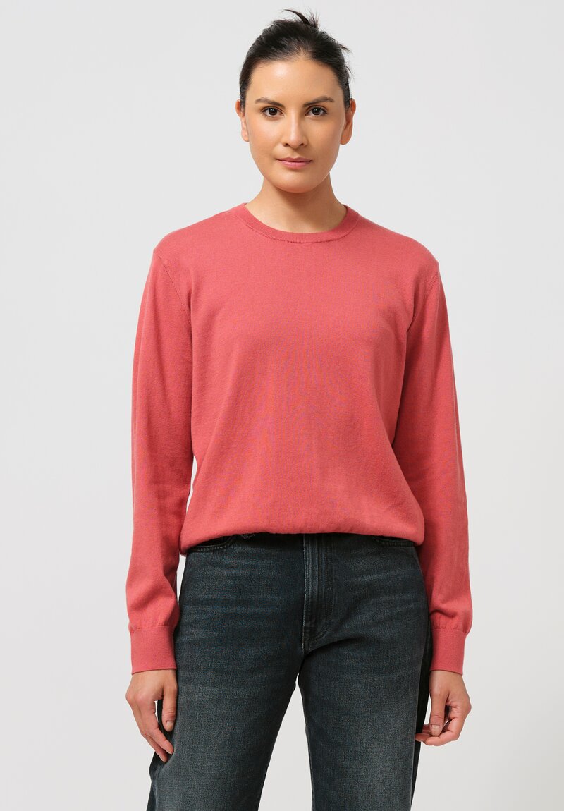 Frenckenberger Cotton & Cashmere Mini R-Neck Sweater in Old Pink