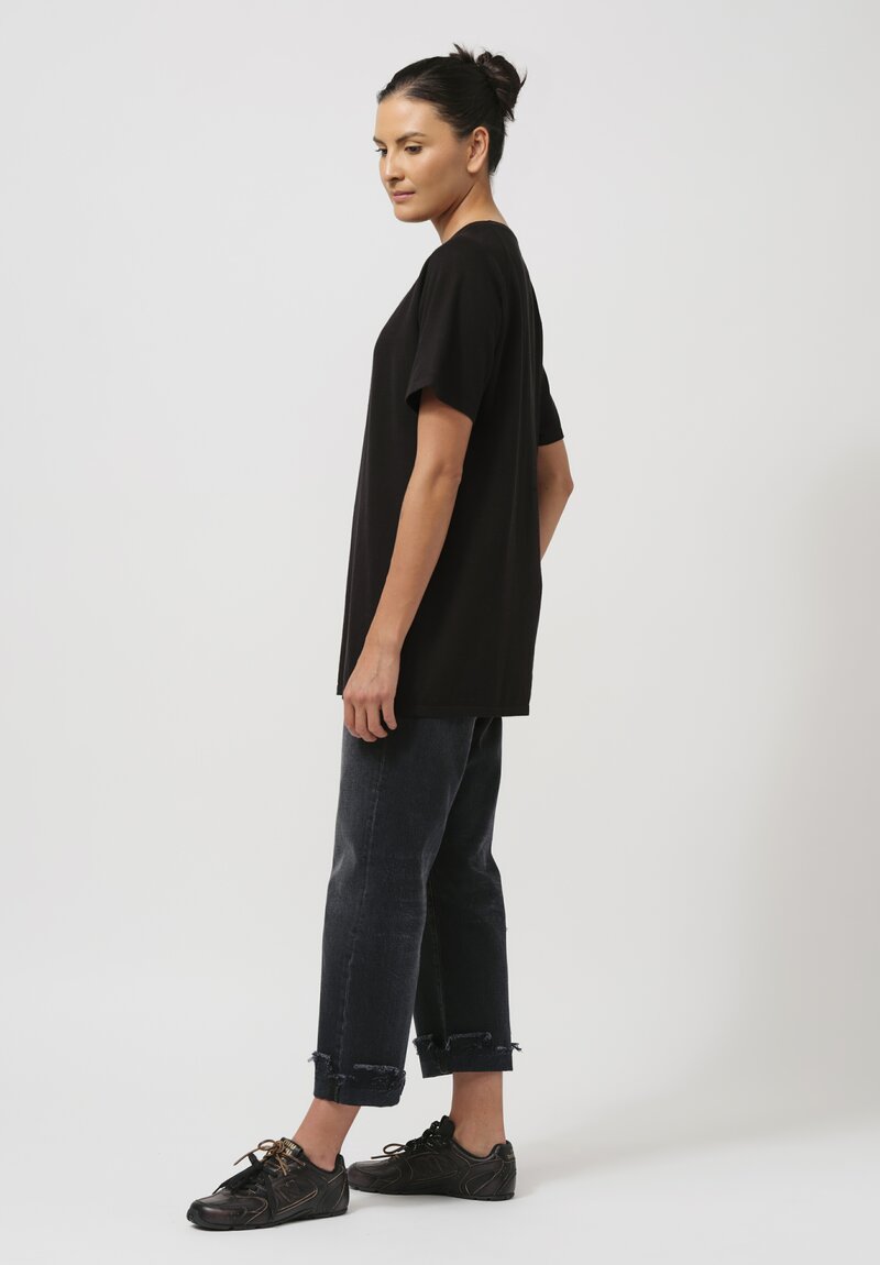 Frenckenberger Cotton & Cashmere Raglan T-Shirt in Black