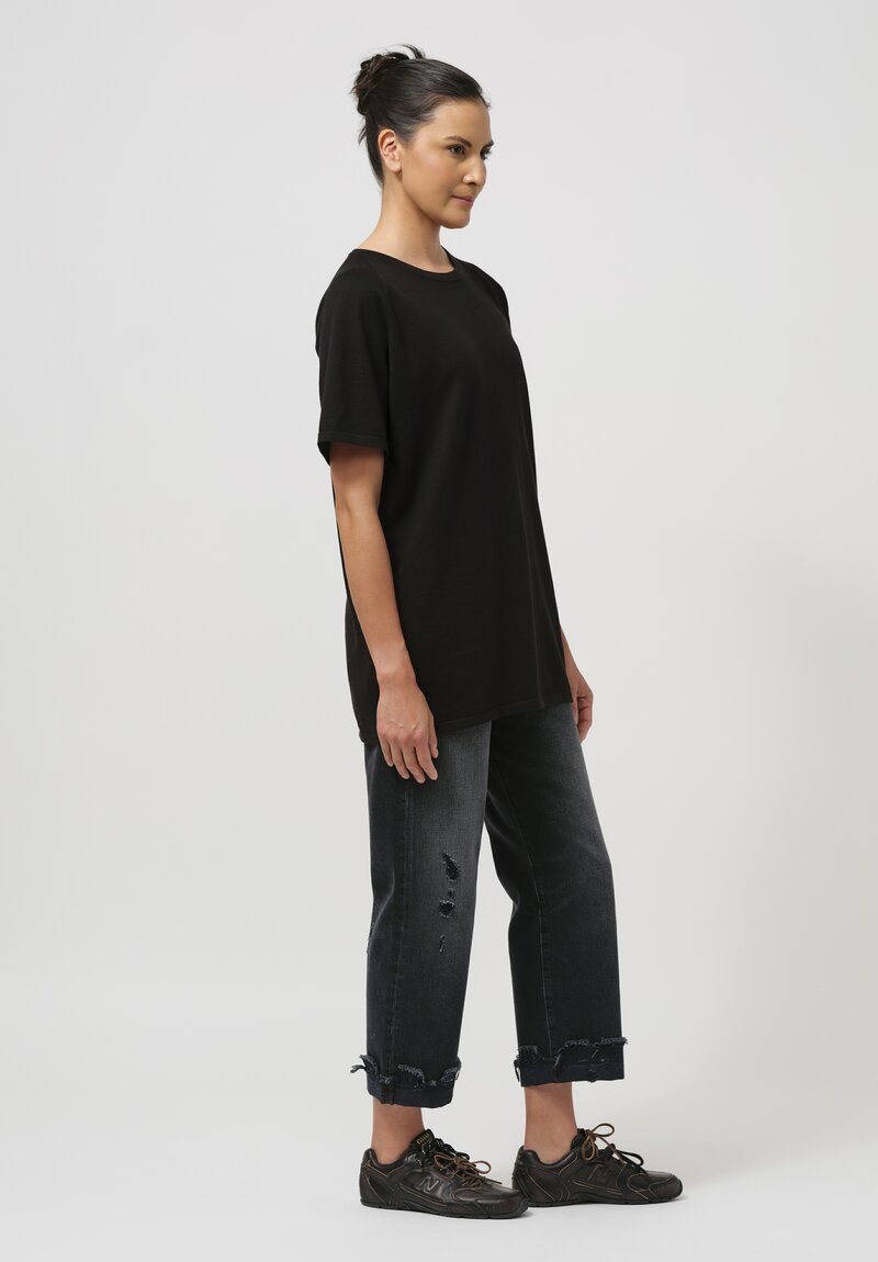 Frenckenberger Cotton & Cashmere Raglan T-Shirt in Black